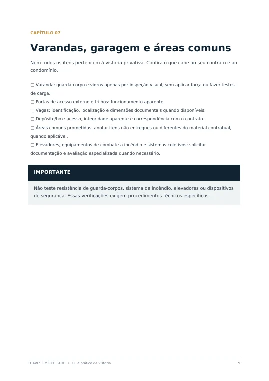 Página real do checklist do guia