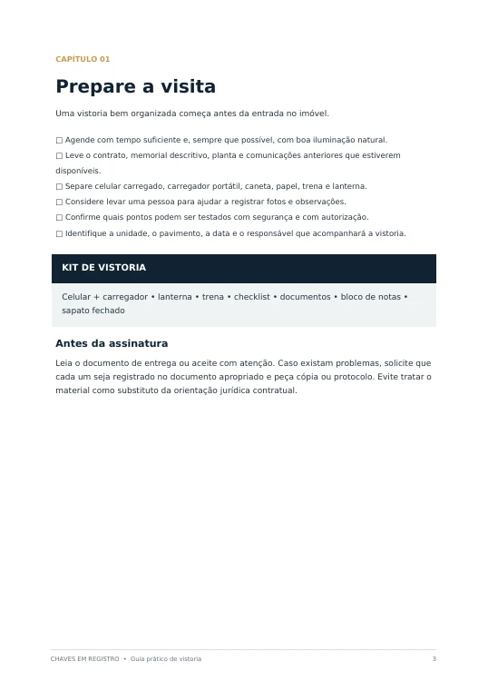 Página real do guia digital com orientações para a vistoria